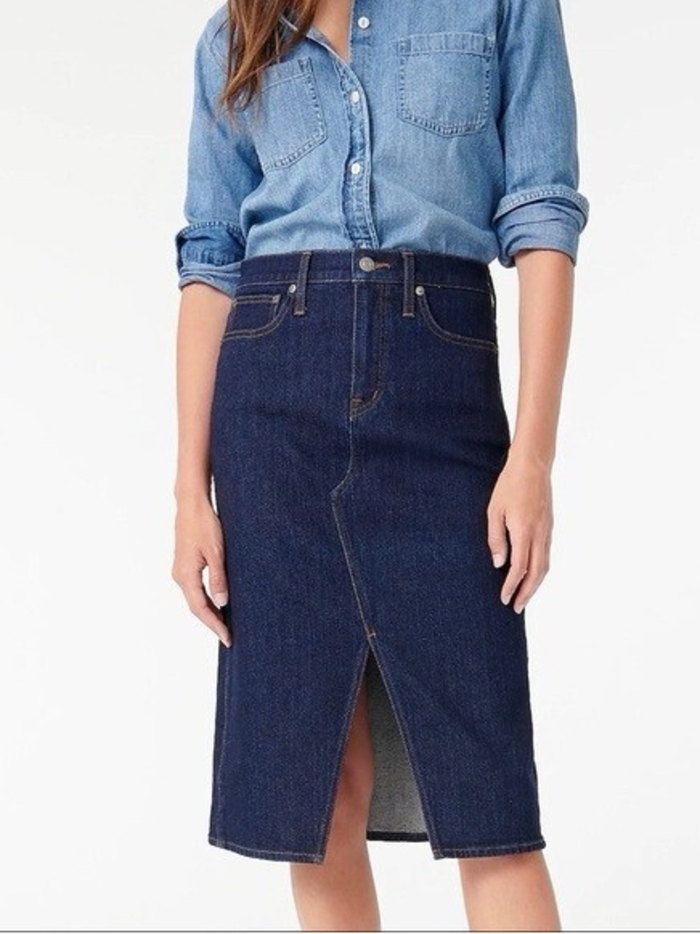 J. Crew Dark rinse denim pencil skirt Size 28